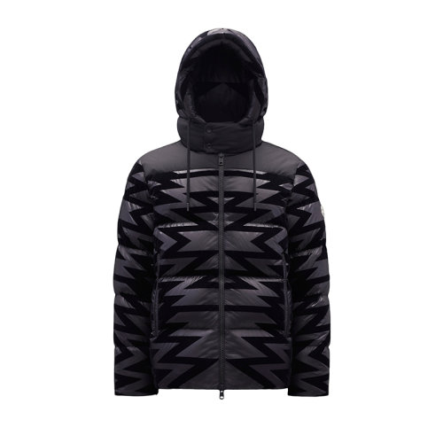 Moncler/蒙克萊 22年秋冬新款 Grandrieux系列 男士黑色漆面尼龍植絨圖案印紋短款羽絨夾克H20911A001025966JF99