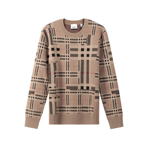 BURBERRY/博柏利 男士針織衫/毛衣 男款山羊絨圓領(lǐng)長袖針織衫羊絨衫格紋提花 80455231