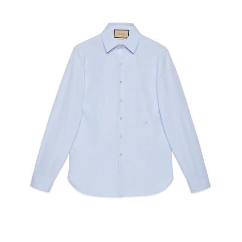  GUCCI古馳 22年秋冬 男士 飾雙G棉質(zhì)真絲襯衫 699550 ZAJOL 4910