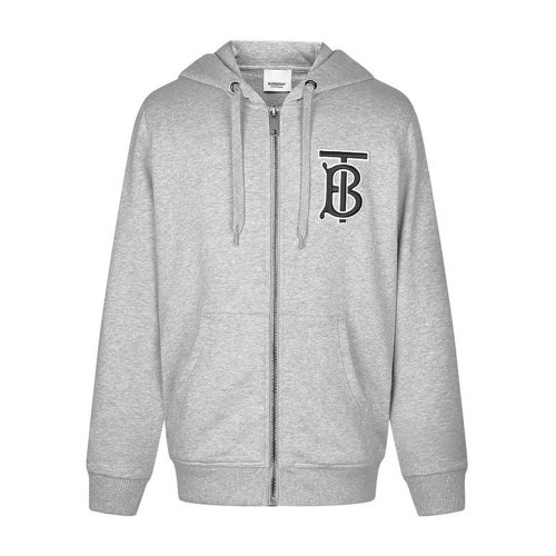 BURBERRY/博柏利 服裝 巴寶莉 男裝 TB專(zhuān)屬標(biāo)識(shí) 純棉 專(zhuān)柜同款 灰色 連帽 男士夾克 外套 瑕疵特賣(mài)（陳列痕跡，不影響使用）