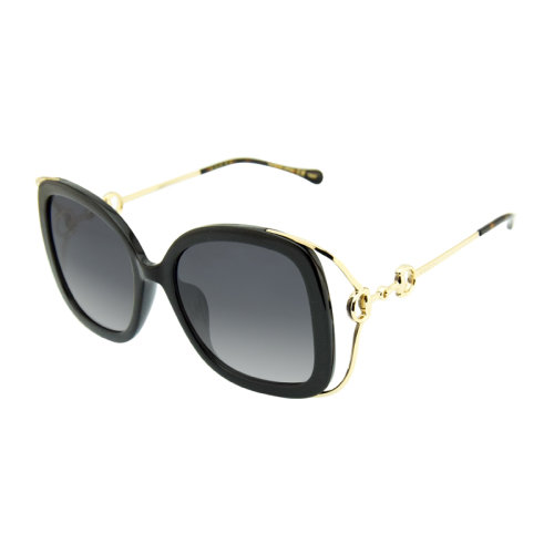 GUCCI/古馳 經(jīng)典 復(fù)古 馬銜扣 金屬 大框 精致 漸變鏡片  男女款 黑色 太陽鏡 墨鏡  眼鏡框架 GG1021S 56mm GUCCI(古馳）