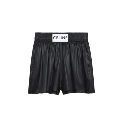 CELINE/賽琳 22年春夏新款 女士黑色醋酯纖維混紡緞面拳擊短褲2P677199Q.38NO