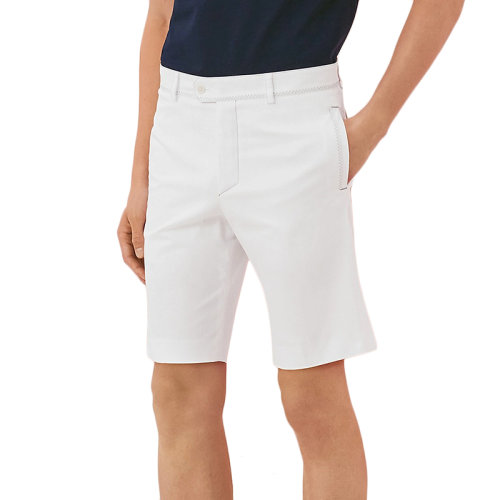 HERMES/愛馬仕 22年秋冬新款 男士白色彈力棉質混紡百慕大短褲H255520H39038