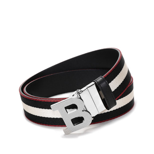 BALLY/巴利 男織物配皮扳扣式雙面皮帶腰帶 B BUCKLE 35 M T