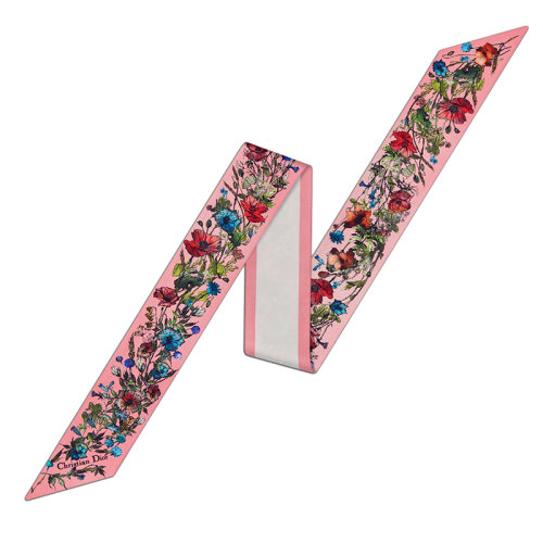 DIOR/迪奧新款 女士牡丹粉色D-Millefiori印花真絲斜紋布絲巾15MIF106I611_C428