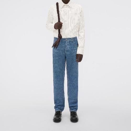  BV葆蝶家 22年秋冬 男士 長(zhǎng)袖襯衫 chemise en cuir imprime a fines rayures 713841V2E609003