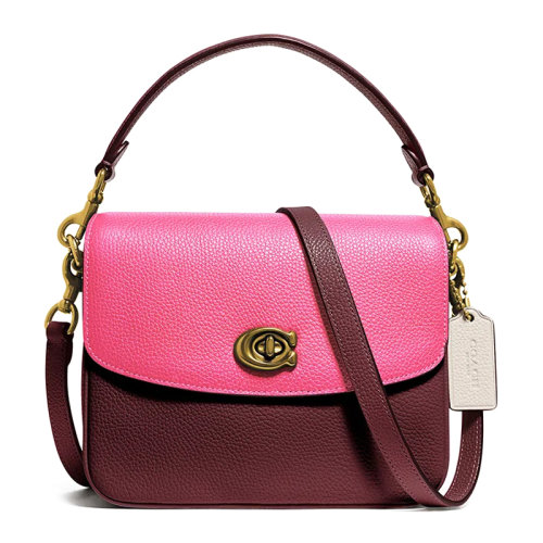 COACH/蔻馳【專柜款】Cassie系列19號女士拼色拋光鵝卵石皮革金屬C字徽標(biāo)旋扣開合翻蓋包單肩包斜挎包手提包女包 89088 多色可選