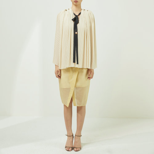 nisiss/怡夕百褶布系帶式墊肩斗篷女裝定制n162aj01