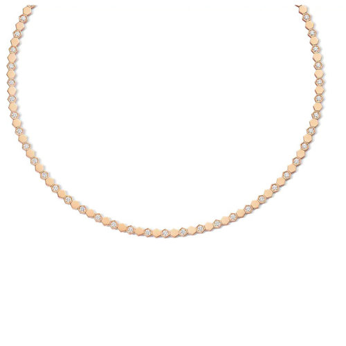 Chaumet/尚美 Bee My Love系列 女士18k金玫瑰金幾何圖案切割鉆石項(xiàng)鏈084399