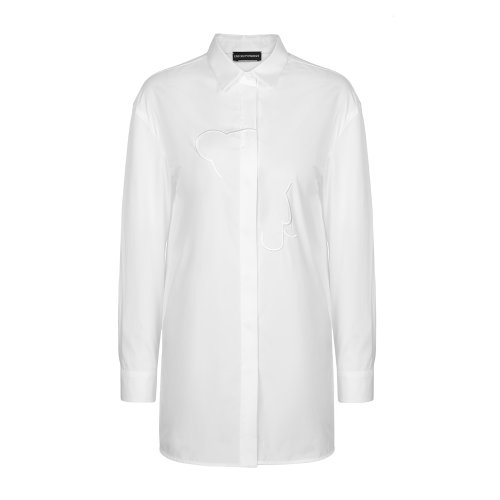 Emporio Armani/安普里奧阿瑪尼 白色 女士中國限定款卡通圖案輪廓刺繡條紋長袖襯衫【CNY CAPSULE】 5NC1AT-52326-100