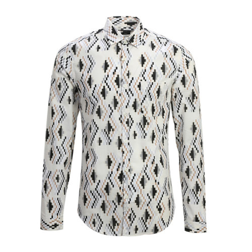 GUCCI/古馳  男裝 服飾 拼色棉質(zhì)翻領(lǐng)棉質(zhì)經(jīng)典logo款 男士長袖襯衫