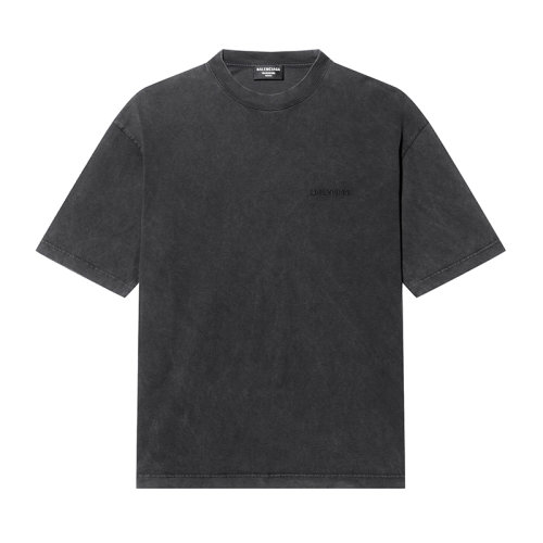Balenciaga/巴黎世家 22年早春新款  男士黑色棉質(zhì)Logo短袖T恤612966TLVB91146