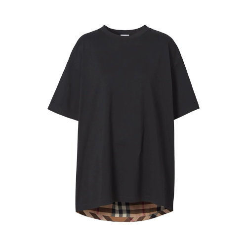 BURBERRY/博柏利 女士拼色棉質(zhì)復(fù)古格子圖案圓領(lǐng)短袖上衣T恤 8044962
