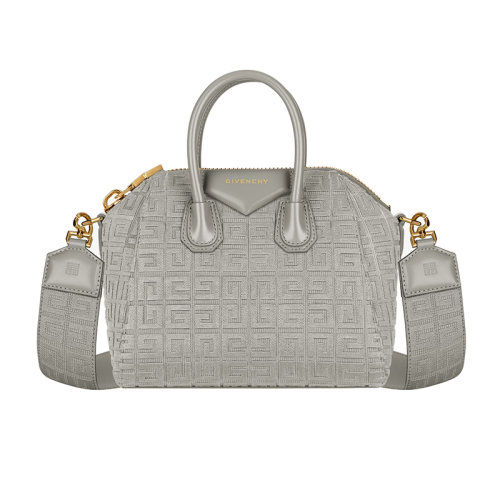 Givenchy/紀(jì)梵希 22新款 女士石灰色刺繡帆布飾有壓花圖案拉鏈開(kāi)合拆卸寬肩帶金色飾面單肩斜挎包BB500JB18Z-099