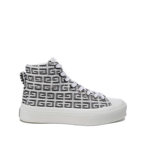 Givenchy/紀(jì)梵希 【22春夏新款】 女士織物City高幫系帶休閑運(yùn)動(dòng)鞋板鞋4G LOGO提花 BE0025E10N