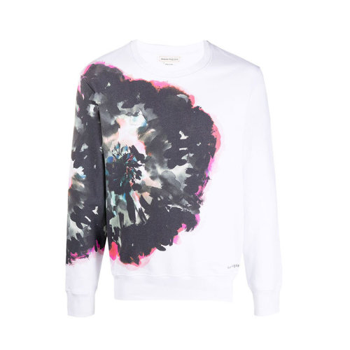 Alexander McQueen/亞歷山大麥昆 印花 男士白色圓領長袖秋冬衛(wèi)衣 609613QOZA40900