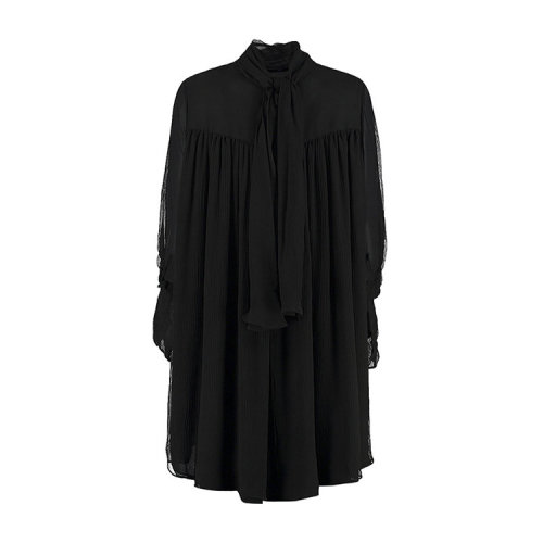 Alexander McQueen/亞歷山大麥昆  女裝 女士黑色真絲時(shí)尚休閑連衣裙 491364QJB061000