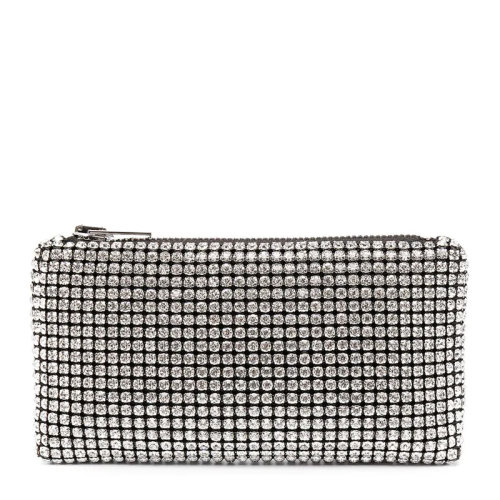 ALEXANDER WANG/亞歷山大.王  女士銀色迷你水鉆手拿包女包 20C220C269-100