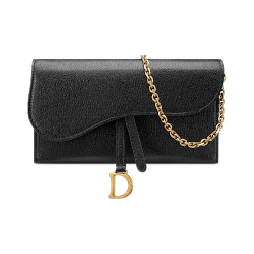 DIOR/迪奧  黑色山羊皮馬鞍錢包斜跨單肩包S5614CCEH_M900