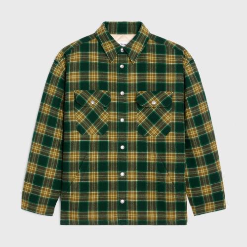  CELINE賽琳思琳 22年秋冬 男士 長袖襯衫 格紋羊毛外套式襯衫 2W705499R.30VK