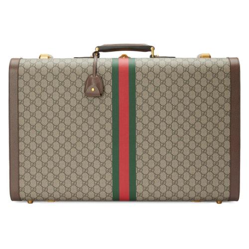  GUCCI古馳 22年秋冬 女士 飾織帶大號旅行箱 602675 2YGAT 8358