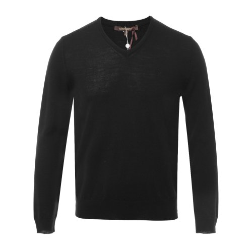 Roberto Cavalli/羅伯圖 卡維里 男士針織衫/毛衣 黑色V領男士羊毛衫