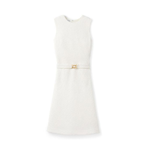 【21春夏新款】St. John/盛薔 白色修身針織女士連衣裙K113092