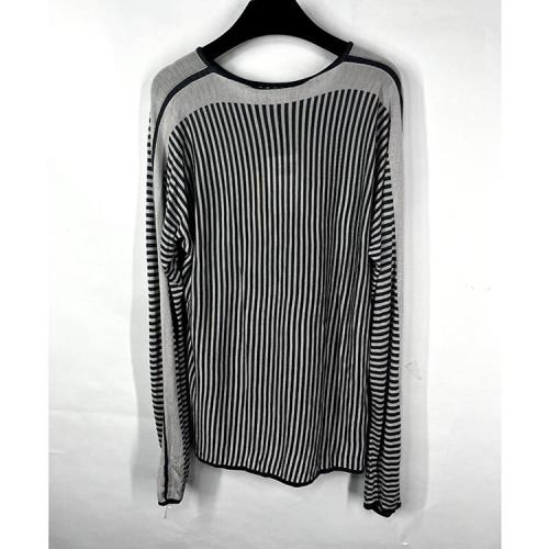 Emporio Armani/安普里奧阿瑪尼 男士深灰/淺灰條紋真絲混紡套頭針織衫 R1M10M R108M