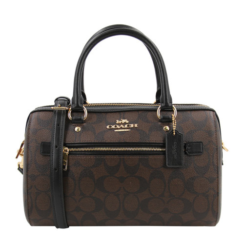 【奧萊款】COACH/蔻馳 女士拼色PVC配皮經(jīng)典印花波士頓桶包手提包單肩包斜挎包女包 F83607多色可選