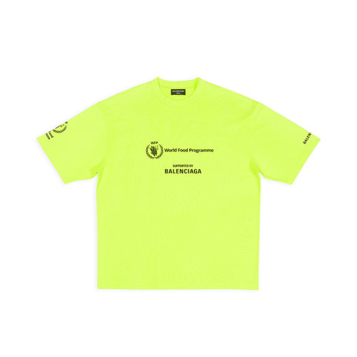 Balenciaga/巴黎世家 22年秋冬新款 WFP系列 男士熒光黃色純棉藝術(shù)畫印花短袖T恤612966TMVL27110