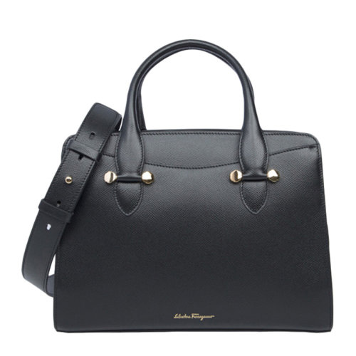 Salvatore Ferragamo/菲拉格慕 女士黑色皮革手提包