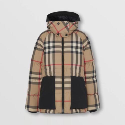  BURBERRY 22年秋冬 女士 可拆卸連帽格紋羽絨服 80590941