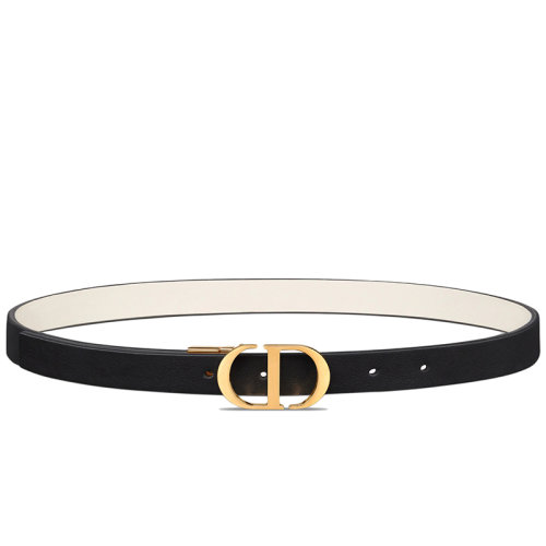 DIOR/迪奧新款 30 MONTAIGNE系列 女士黑色和奶白色光滑牛皮革雙面腰帶20毫米B0178UWGA_M911