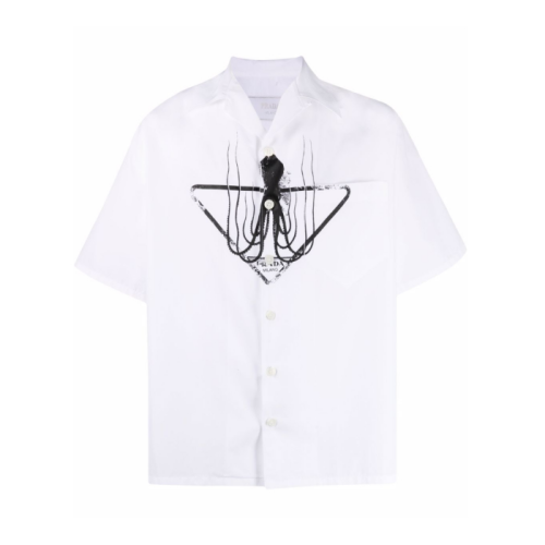 PRADA/普拉達 章魚圖案白色襯衫 UCS33910I1