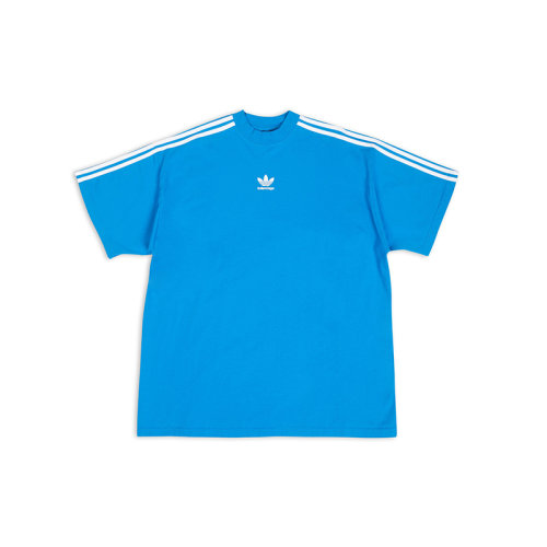 Balenciaga/巴黎世家 22年秋冬新款 ADIDAS聯(lián)名系列 男士藍(lán)色純棉寬大短袖T恤739101TNVA64026
