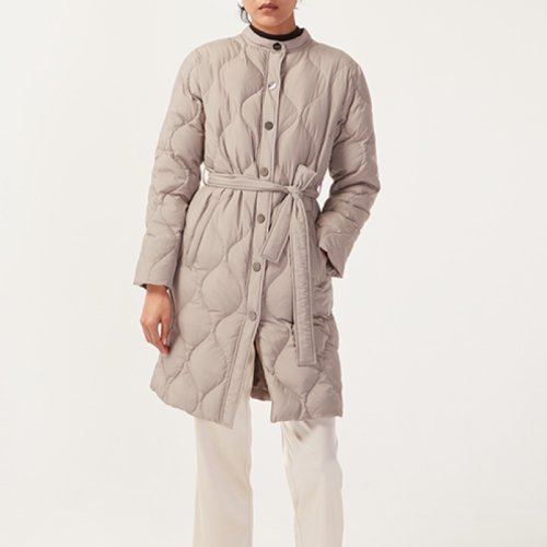 St.John/盛薔菱格修身中長款女士羽絨服H611A31