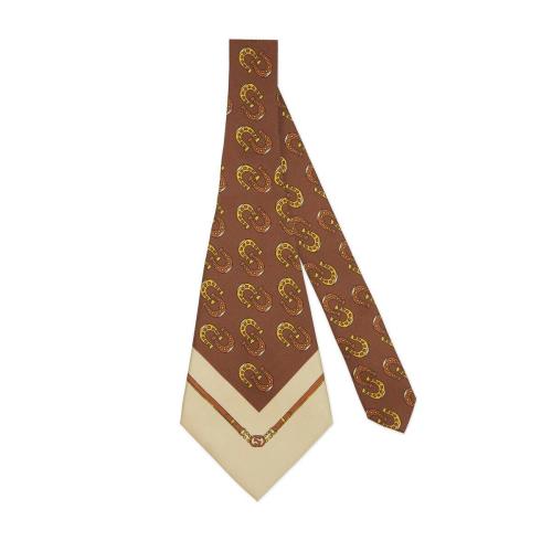  GUCCI古馳 22年秋冬 男士 Gucci HA HA HA特別系列印花真絲領(lǐng)帶 612058 4X402 2575