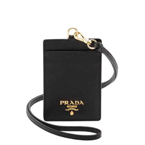 PRADA/普拉達(dá) 22年新款 女士黑色皮革金標(biāo)片式腕帶卡夾1MC007_QWA_F0002