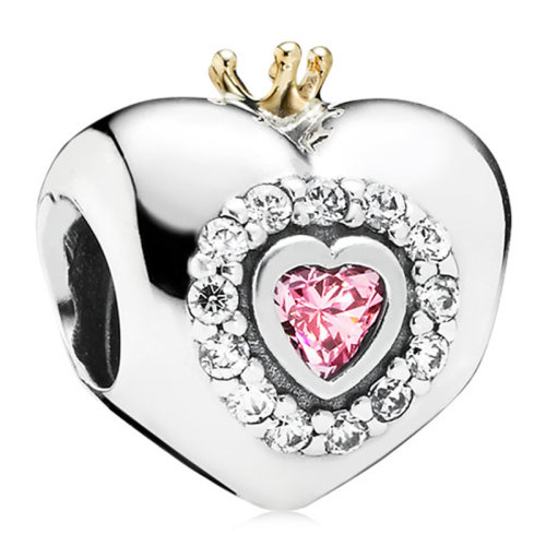 PANDORA/潘多拉 女士 粉紅公主心愛心925銀串飾 串珠配珠 791375PCZ