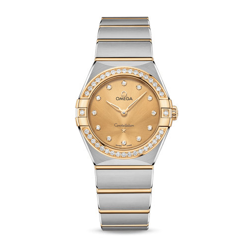 OMEGA/歐米茄 星座系列 精鋼 18K金 外圈鑲鉆 鉆石刻度 石英機(jī)芯 女士腕表 131.25.28.60.58.001