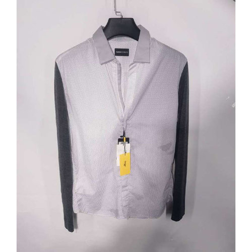 Emporio Armani/安普里奧阿瑪尼 白紫拼色點狀男士長袖襯衫