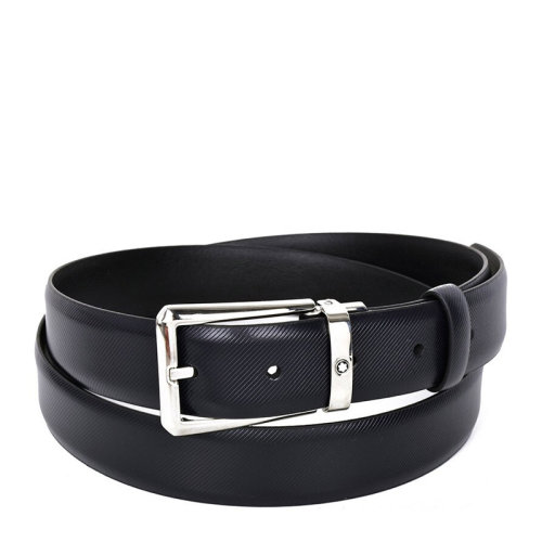 MontBlanc/萬寶龍 男士經(jīng)典黑色卡扣腰帶皮帶 123897