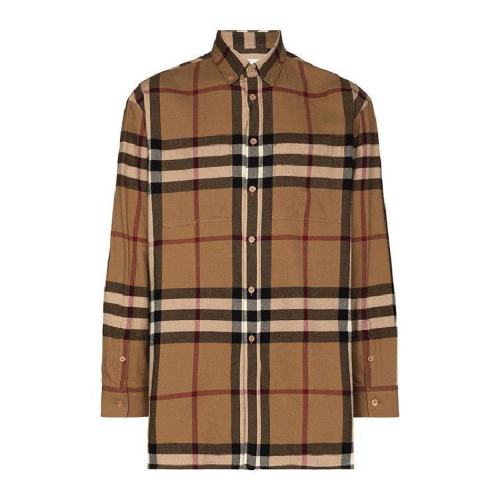  BURBERRY/博柏利 格紋徽標(biāo)長袖襯衫男士 45655311 PLFSX