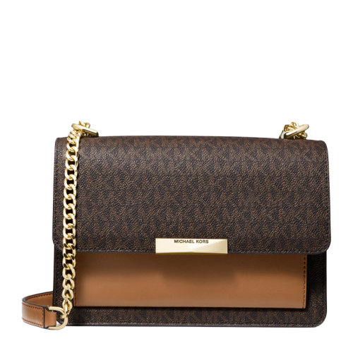 Michael Kors/邁克·科爾斯 Jade系列女士老花涂層帆布配皮大號(hào)斜挎包單肩包手提包鏈條包女包 30H9GJ4L3B多色可選