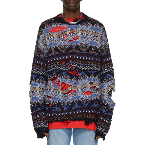  Balenciaga/巴黎世家 女士藍色羊毛針織衫/毛衣 662518 T1602 8088 PLFSX