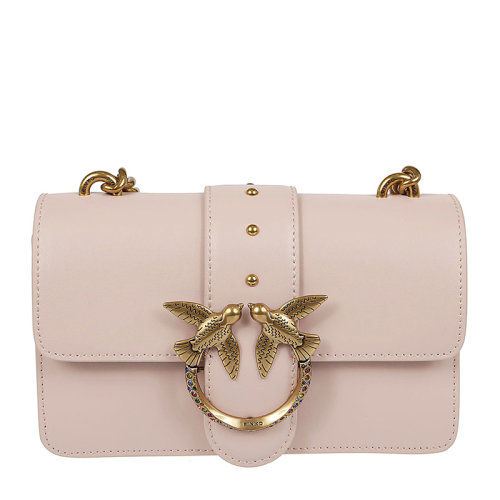 Pinko/品高LOVE MINI系列女士裸粉色牛皮金色燕子徽標(biāo)鉚釘裝飾單肩包斜挎包鏈條包女包 1P221R-Y6XTO81