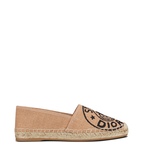DIOR/迪奧 22年春夏新款 GRANVILLE系列 女士米色黃麻帆布刺繡Union圖案草編鞋KDB612JUR_S29U