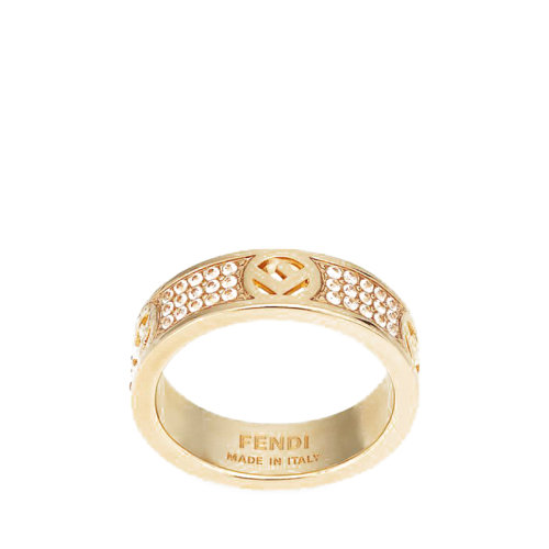 FENDI/芬迪  F IS FENDI系列 金色金屬天然水晶鏤空徽標圖案戒指8AG9296DMF089U