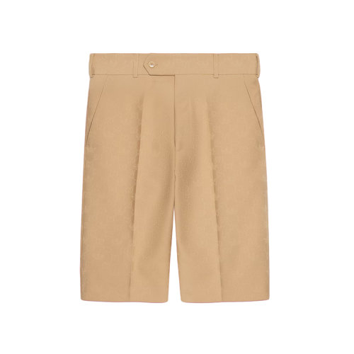 GUCCI/古馳 22年秋冬新款 adidas聯(lián)名系列 男士米色滌綸面料老花提花短褲696657ZAI222288