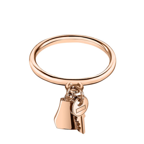 HERMES/愛馬仕 經(jīng)典Kelly Clochette系列 小號18K金玫瑰金鑰匙鈴鐺掛墜戒指指環(huán)H220653B